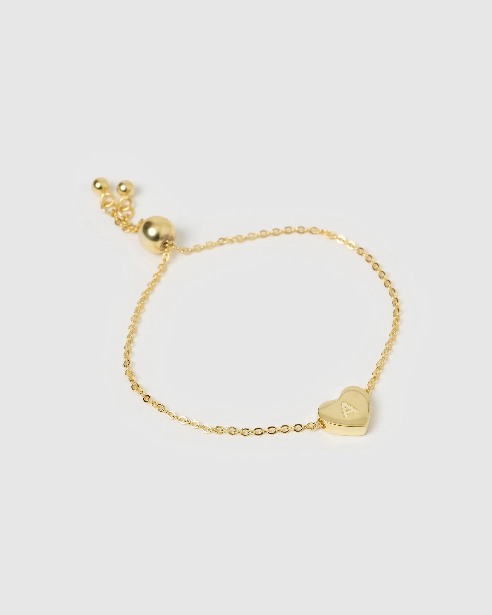 Izoa Kids Heart Alphabet Letter A Bracelet Gold