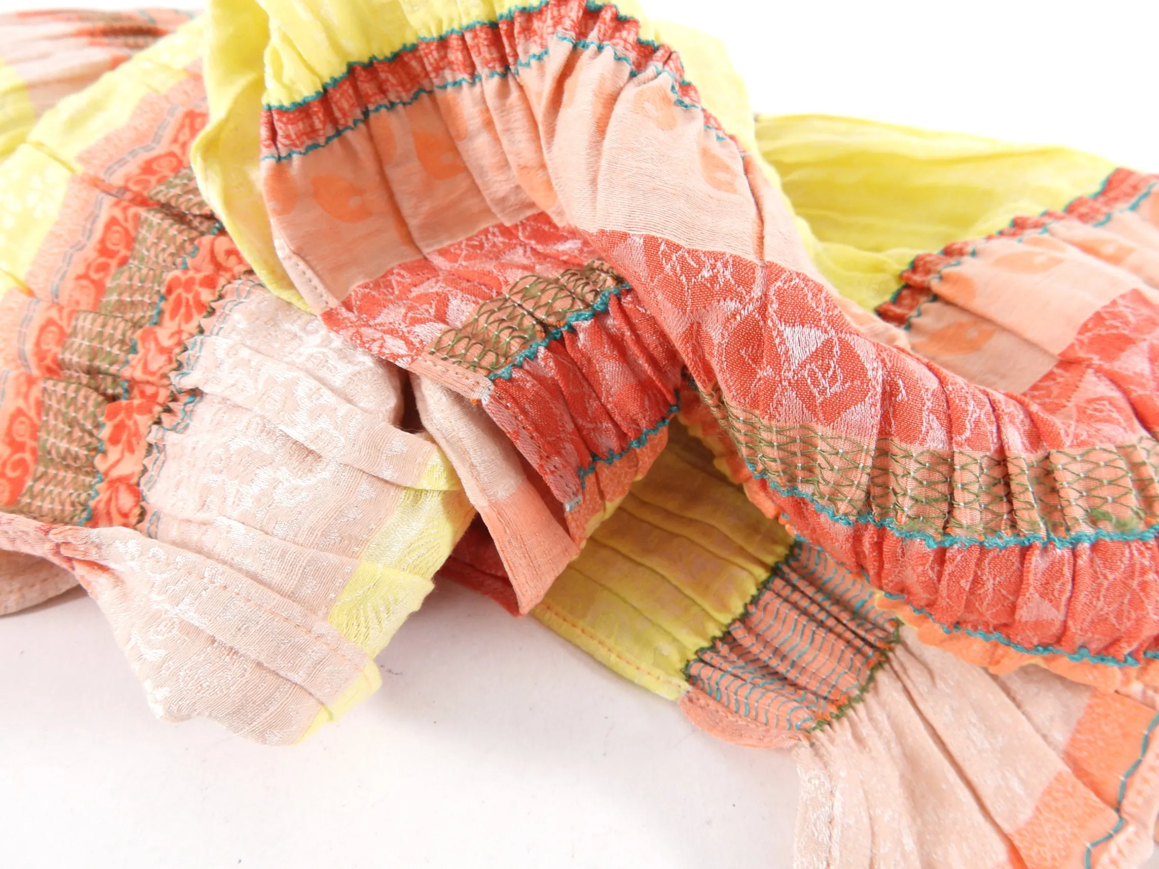 Kenzo Vintage Red Yellow Orange Pleat Stripe Long Scarf