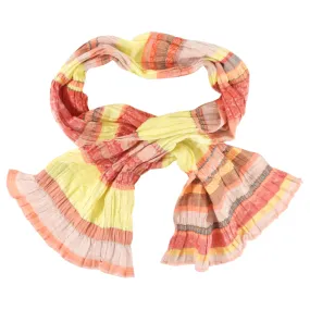 Kenzo Vintage Red Yellow Orange Pleat Stripe Long Scarf