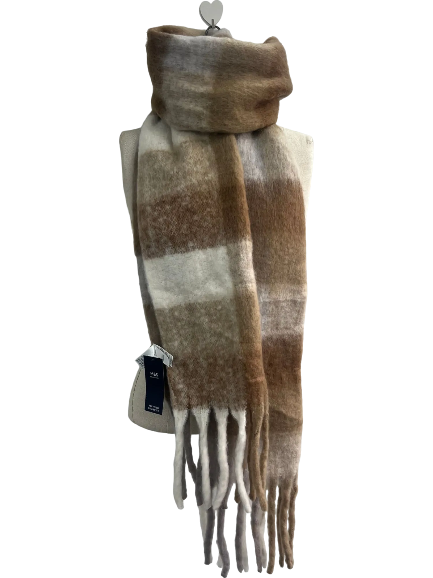 M&S Multicoloured Check Pattern Scarf One Size