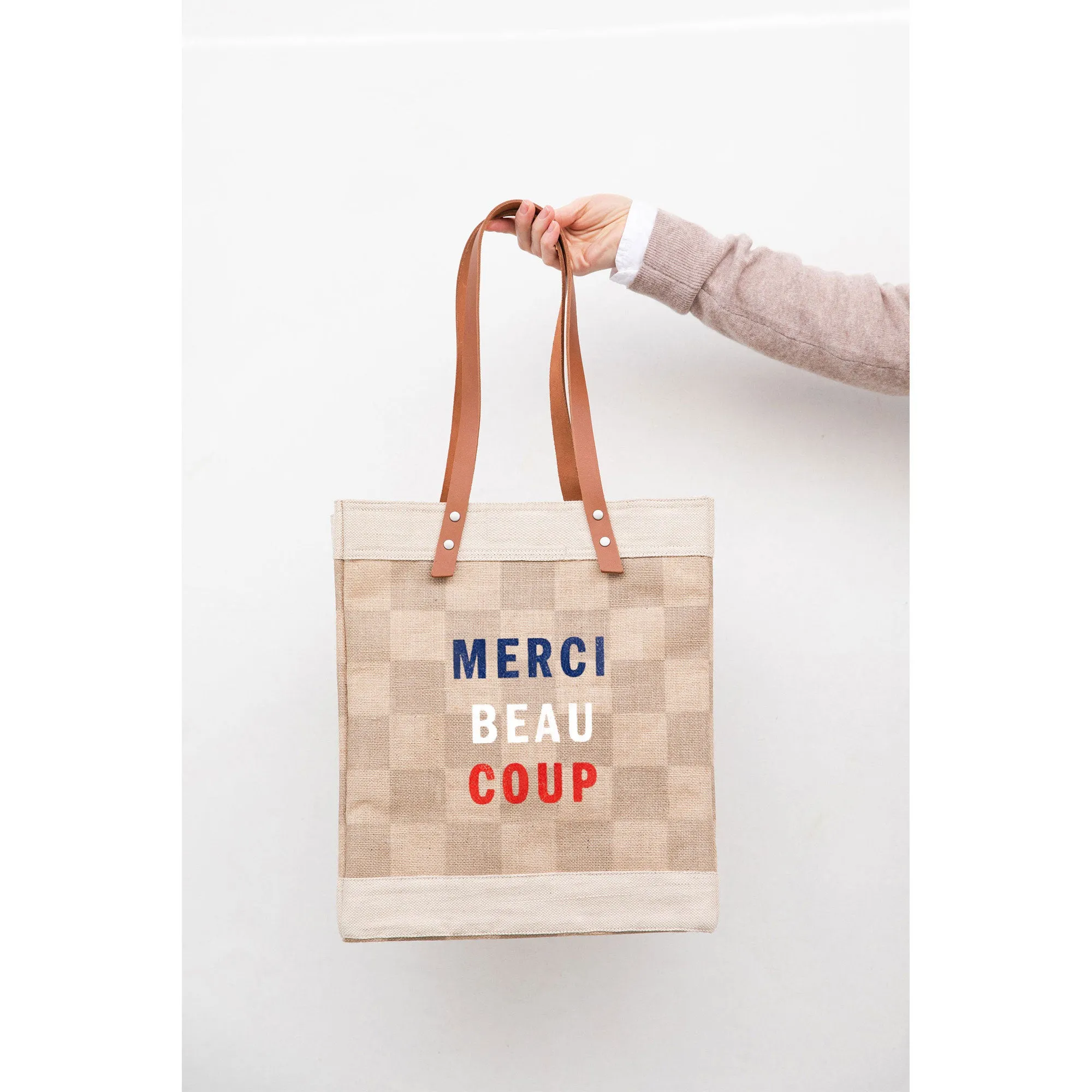 Market Tote in Checker for Clare V. “Merci Beau Coup”