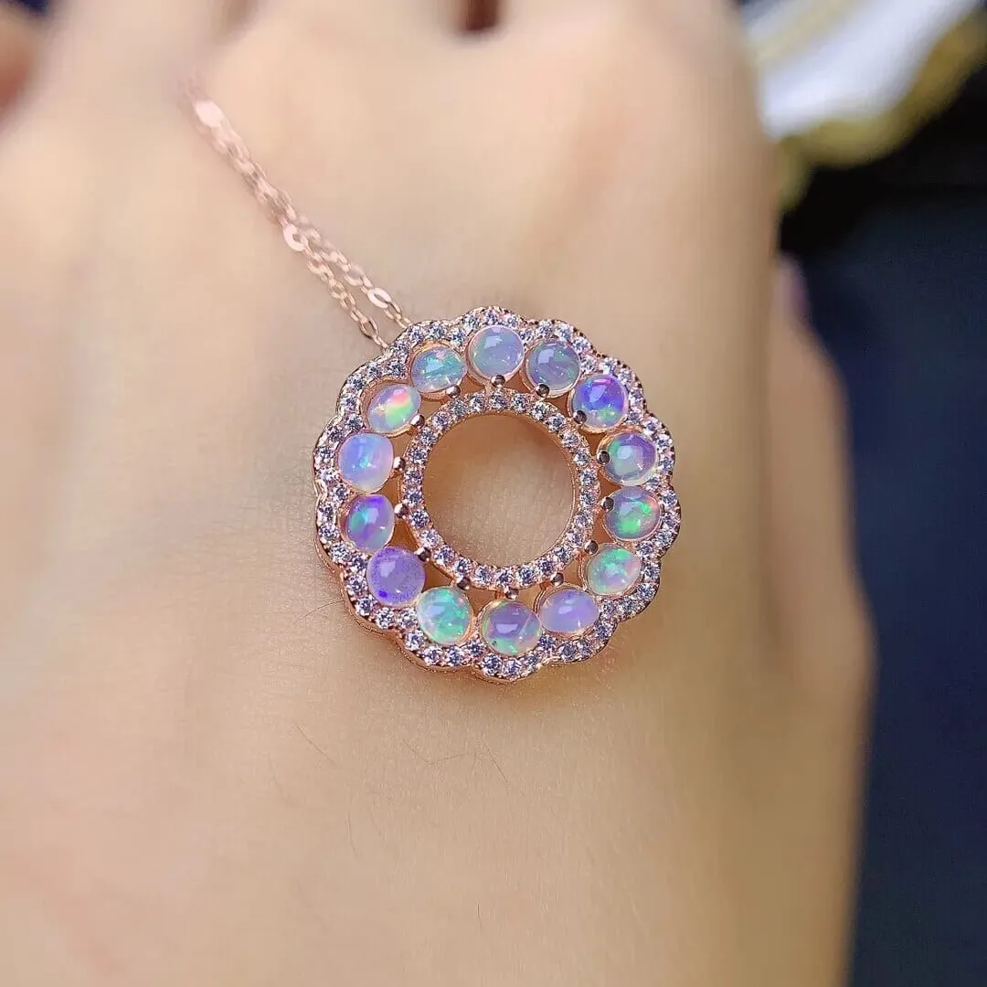 Opal Garland Pendant 925 Sterling Silver Necklace