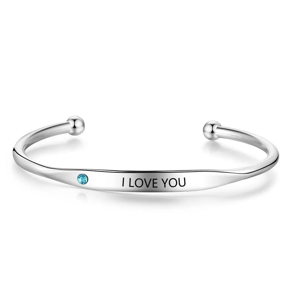 Personalized Engraved Name Bracelets for Women Custom Birthstone ID Bracelets Bangles Stainless Steel Jewelry