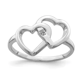 Rhodium-Plated Diamond accent Intertwined Heart Ring in Sterling Silver