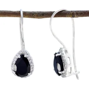 Riyo Arresting 925 Sterling Silver Earring For Damsel Black Onyx Earring Bezel Setting Black Earring Dangle Earring