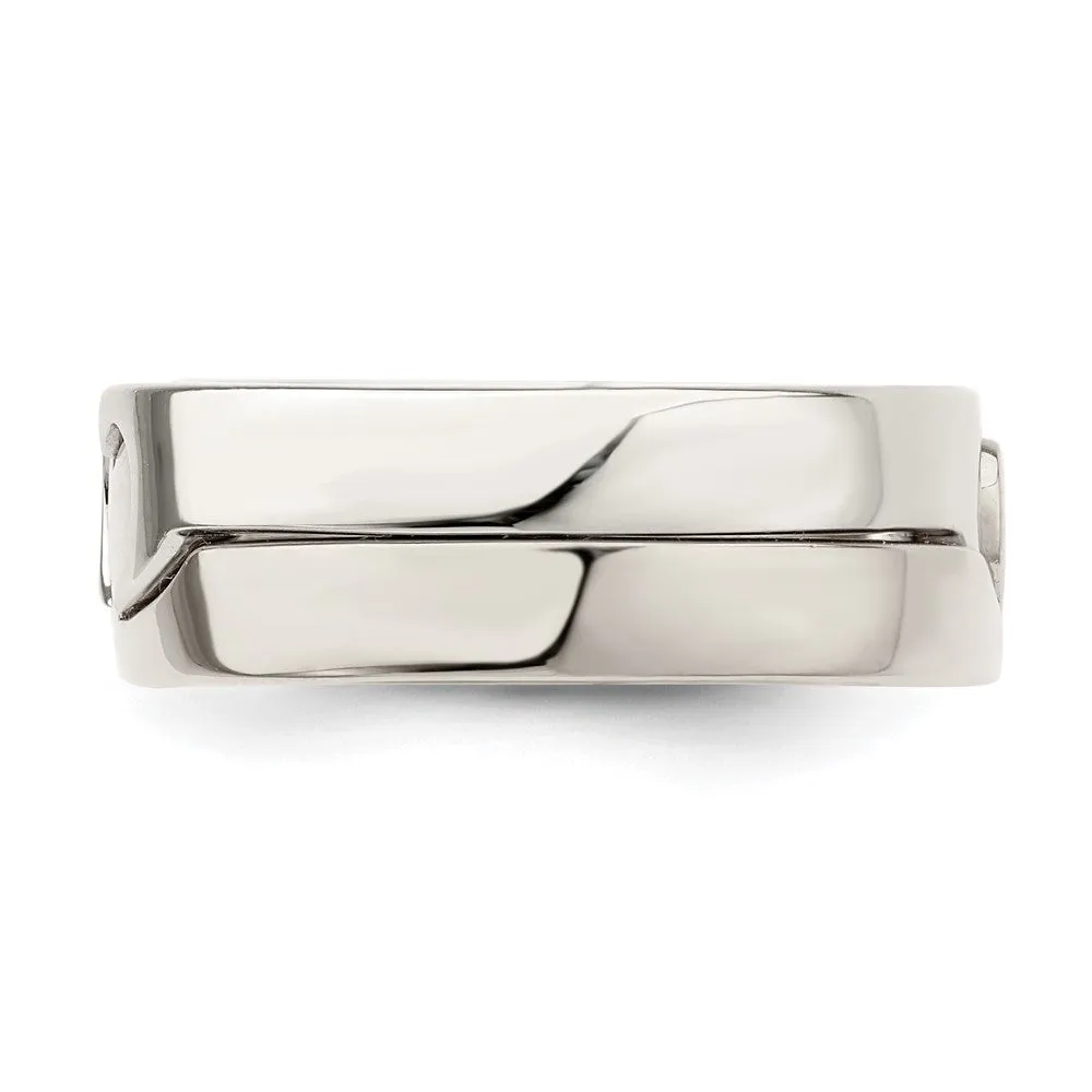 Rose-tone Double Heart Ring in Sterling Silver