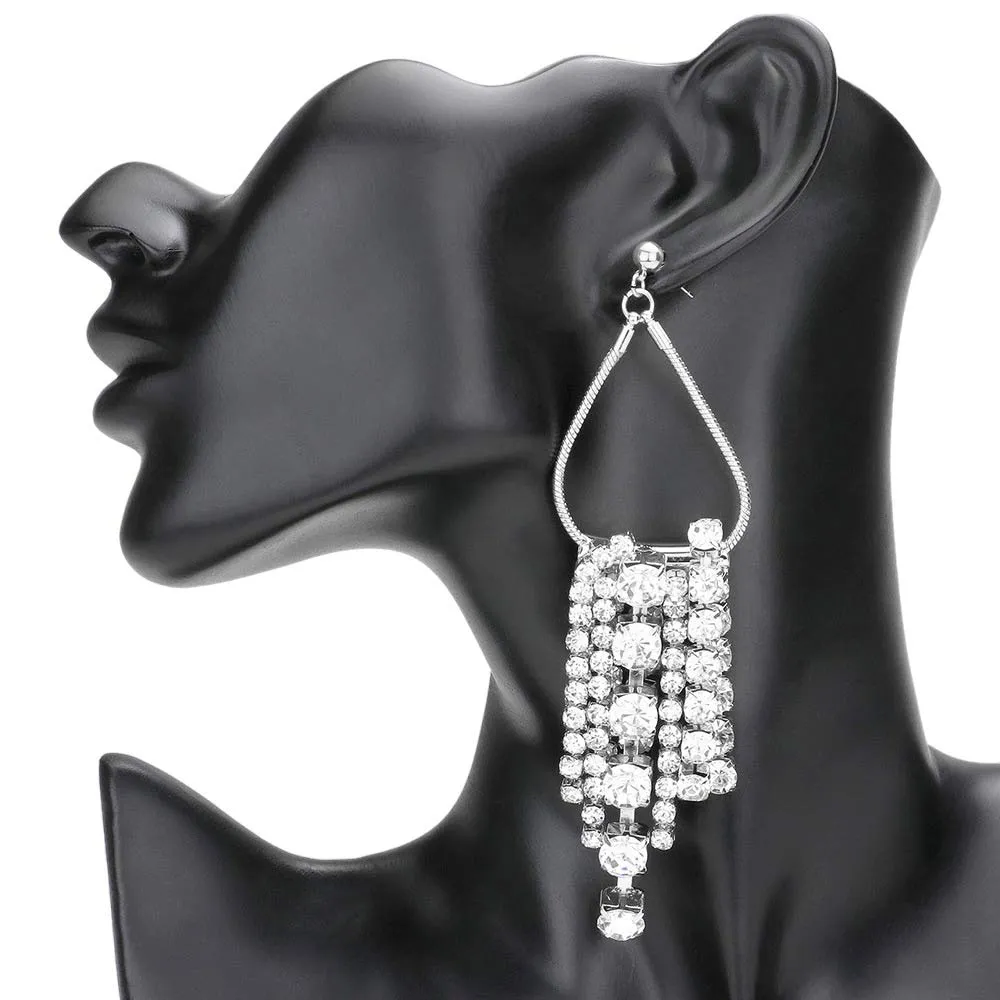 Secret Box Open Metal Bubble Stone Fringe Evening Earrings