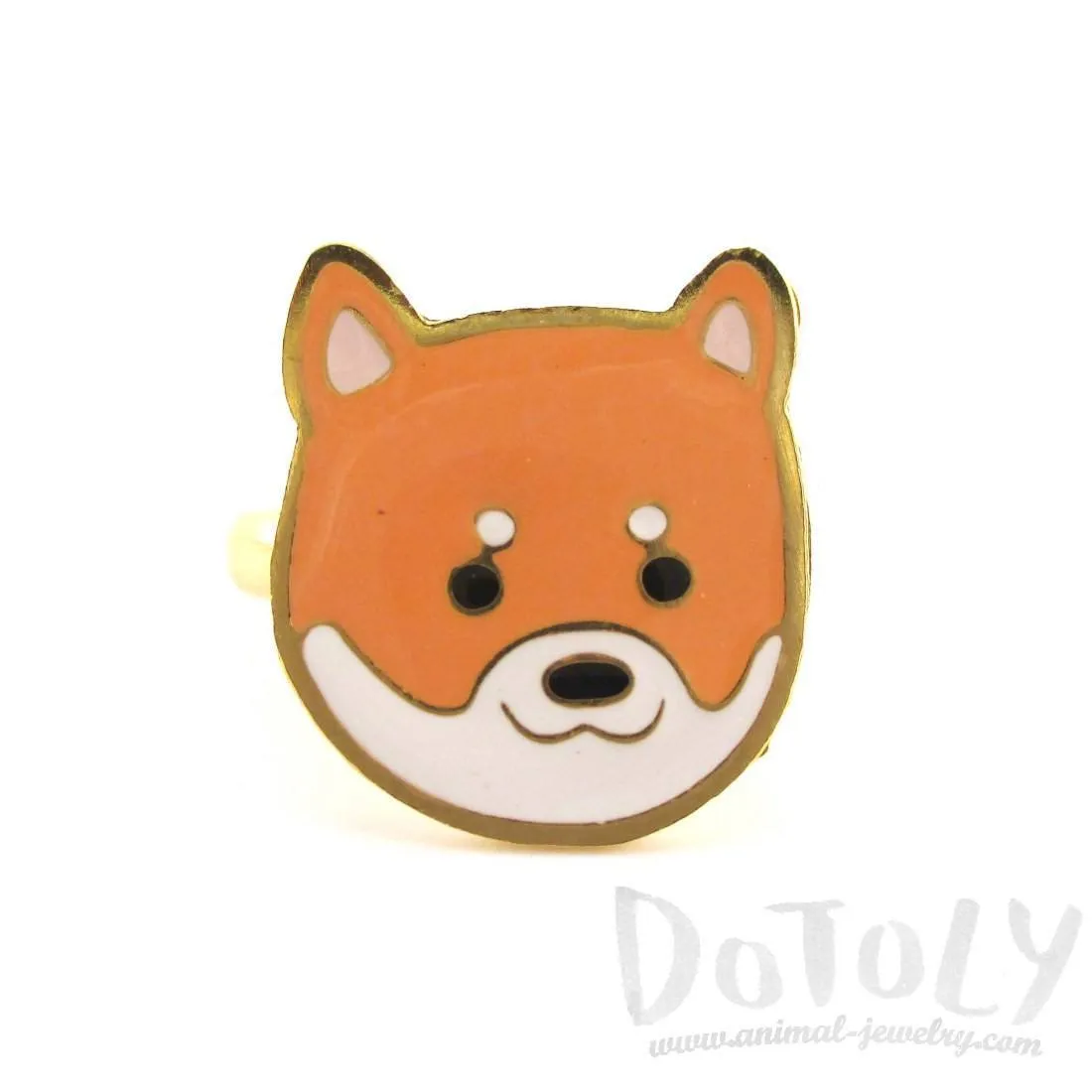 Shiba Inu Puppy Face Shaped Adjustable Animal Ring | Limited Edition