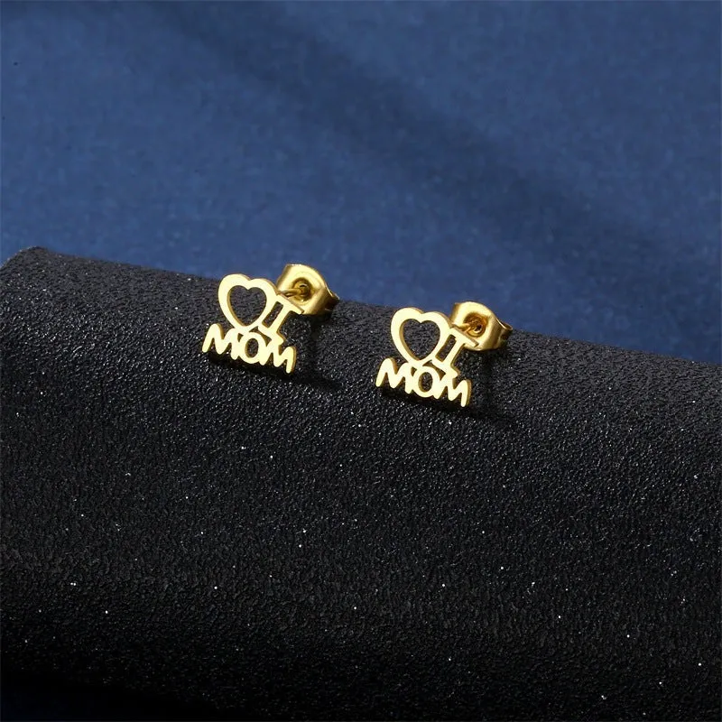 Stainless Steel Pendant Necklace Earrings Jewelry Set For Mothers Day Gift