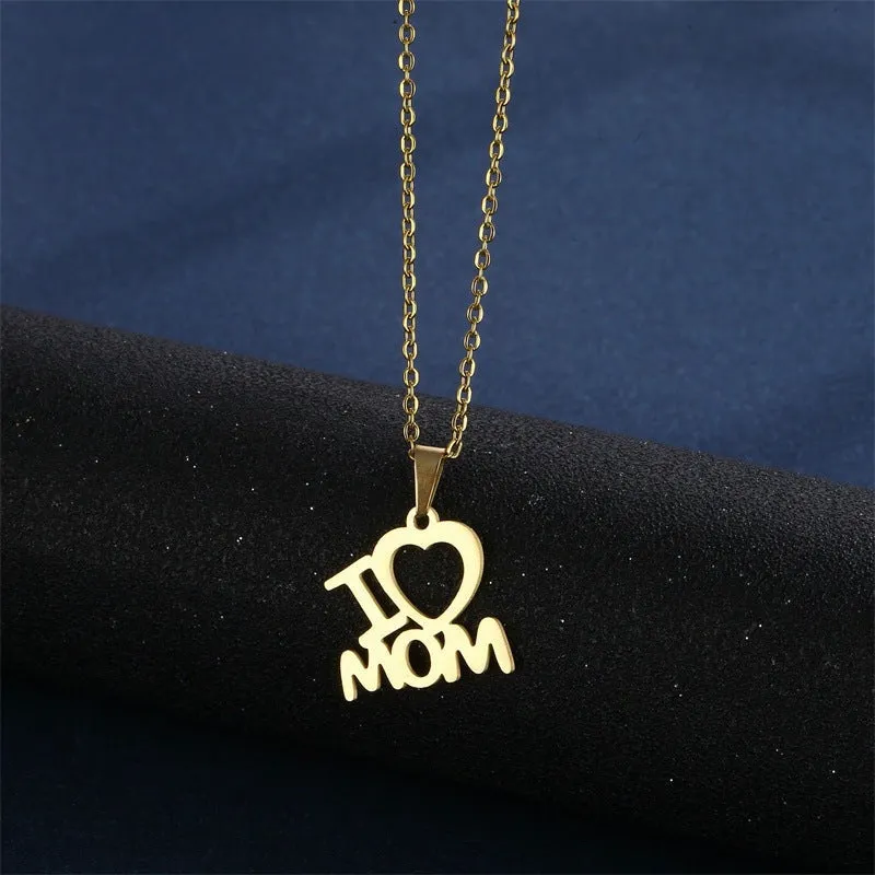 Stainless Steel Pendant Necklace Earrings Jewelry Set For Mothers Day Gift