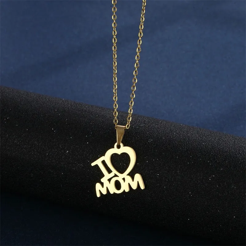 Stainless Steel Pendant Necklace Earrings Jewelry Set For Mothers Day Gift