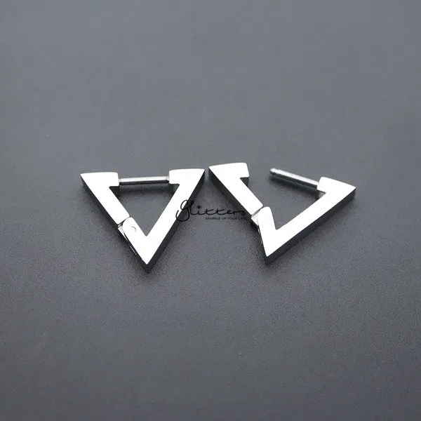 Stainless Steel Triangle Huggie Hoop Men's Earrings