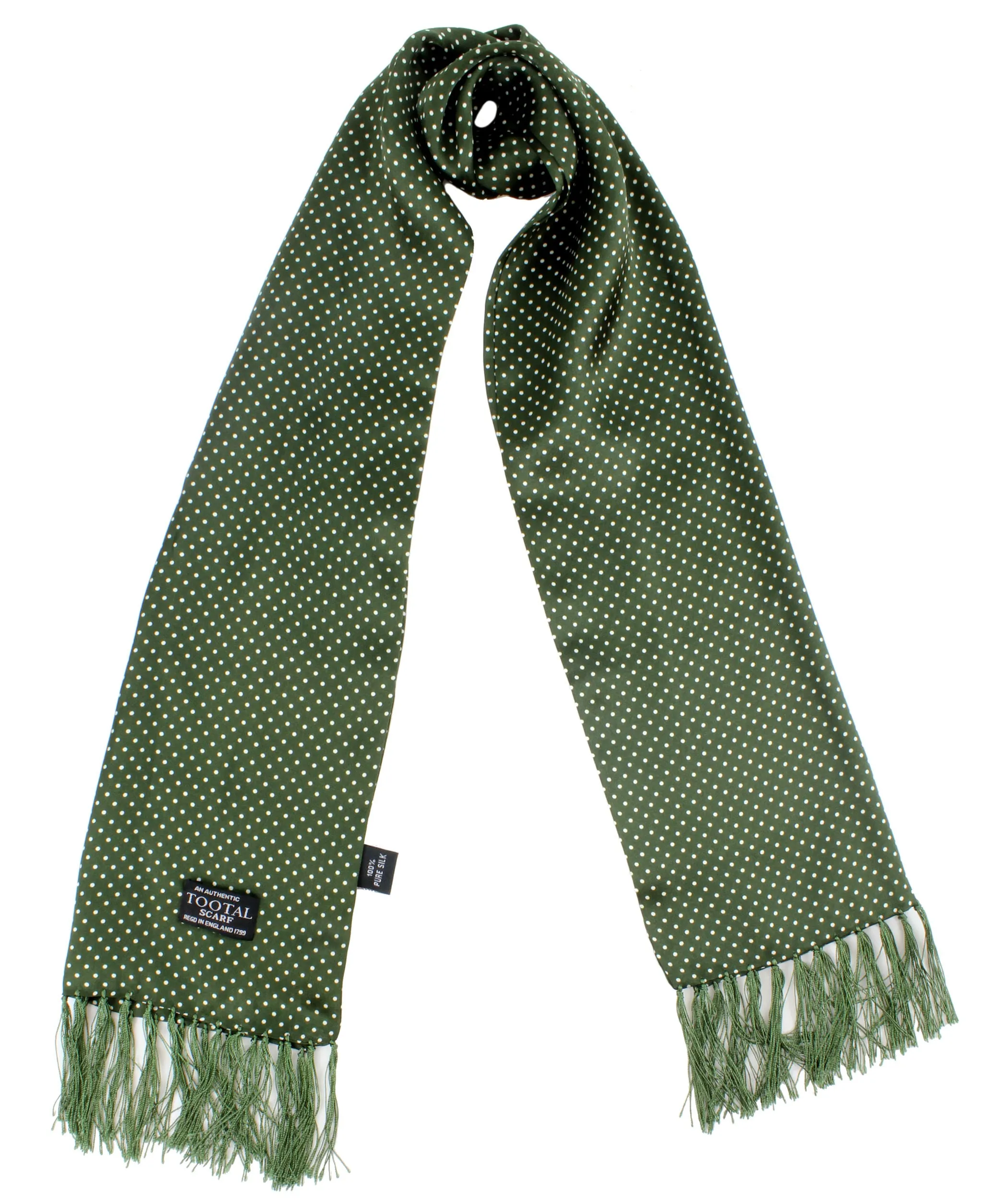 Tootal Vintage Parka Green Pindot 100% Silk Scarf