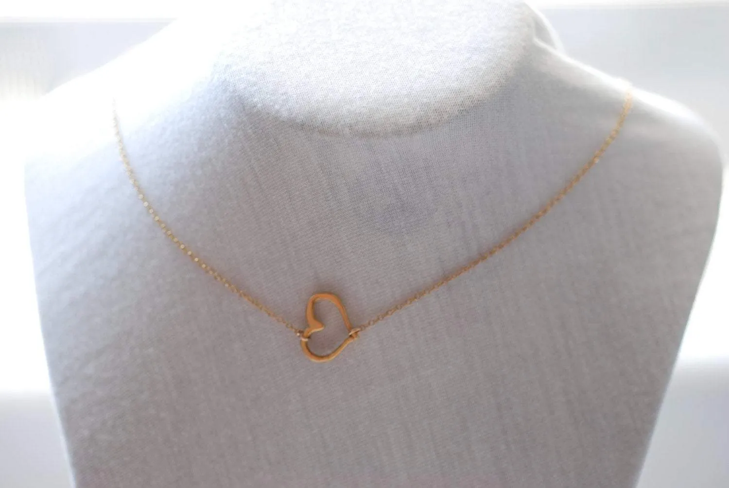 Wholesale Open Heart Necklace, 24k gold Vermeil Heart,Sideways heart necklace,Horizontal Heart Necklace,Gold Heart Pendant,Dainty Heart Necklace