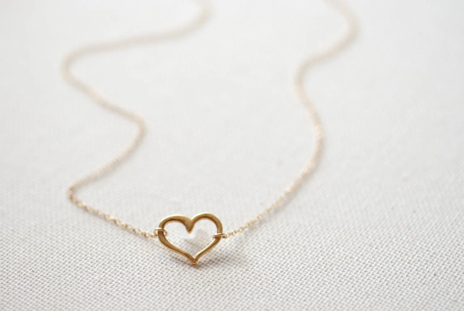 Wholesale Open Heart Necklace, 24k gold Vermeil Heart,Sideways heart necklace,Horizontal Heart Necklace,Gold Heart Pendant,Dainty Heart Necklace