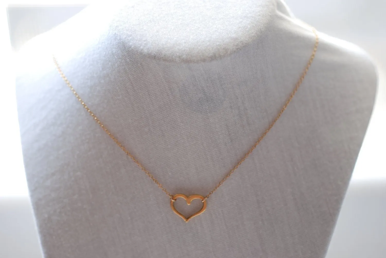 Wholesale Open Heart Necklace, 24k gold Vermeil Heart,Sideways heart necklace,Horizontal Heart Necklace,Gold Heart Pendant,Dainty Heart Necklace